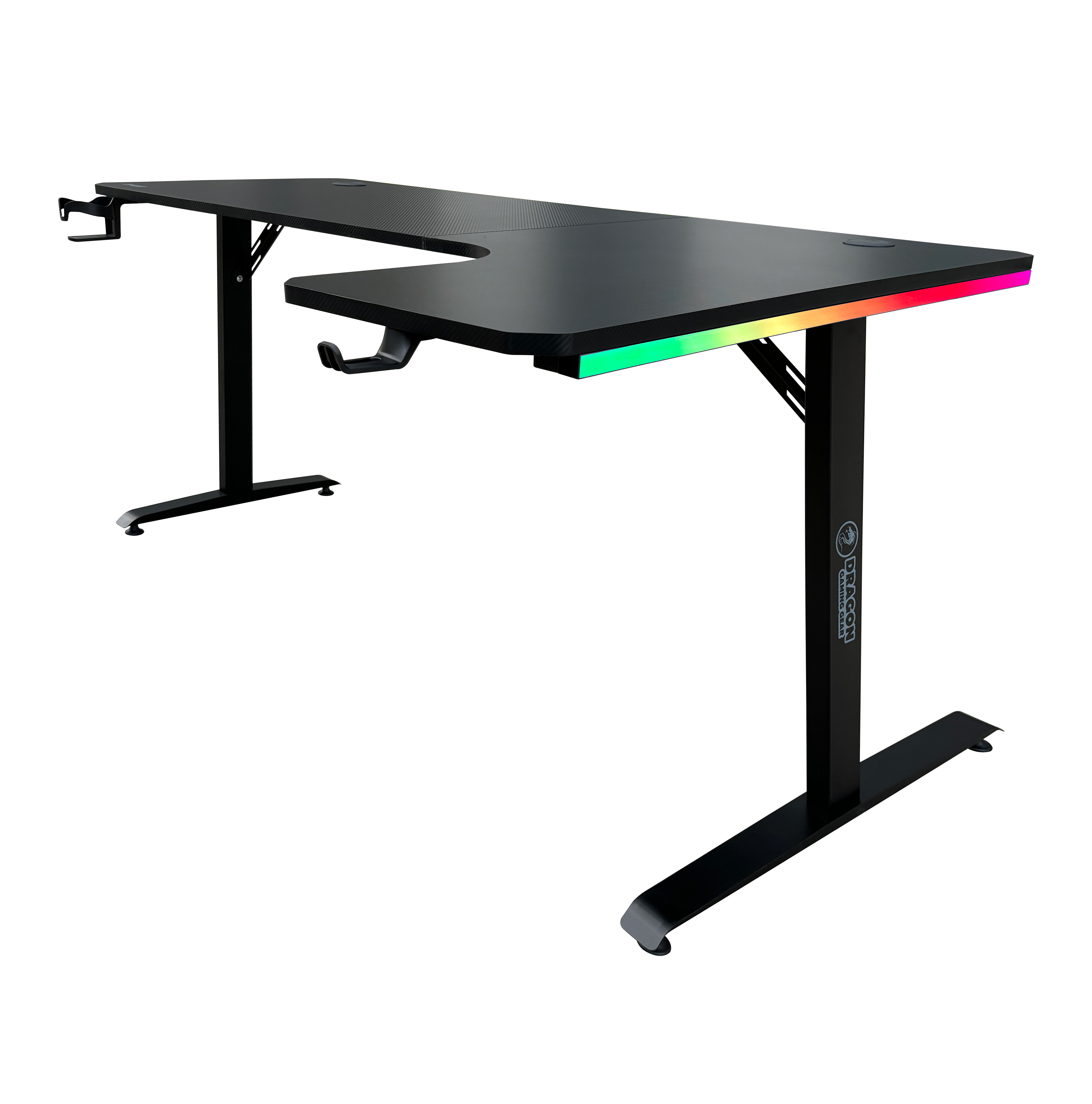 DRAGON שולחן גיימינג פינתי ימין תאורת RGB אורך 160*100 ס"מ משלוח חינם